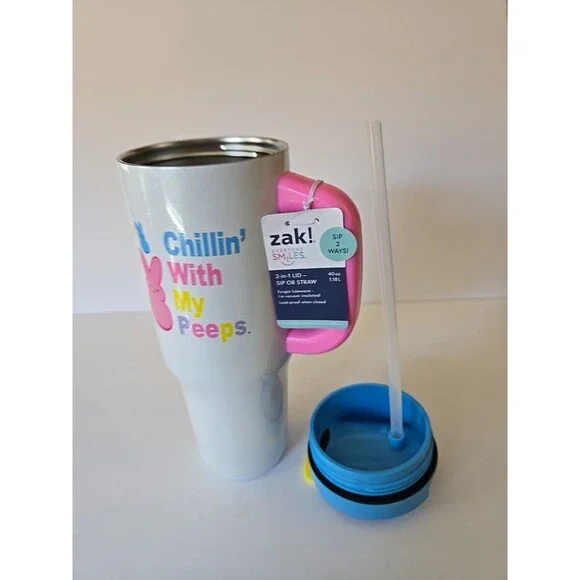 Zak! Easter Chillin' With My Peeps 40 oz  2-in-1 Lid ~ Sip or Straw Tumbler NEW! - Picture 5 of 8